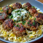 Boulettes Grecques & Orzo Citronné avec Crème de Feta