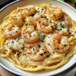 Pâtes crémeuses ail crevettes