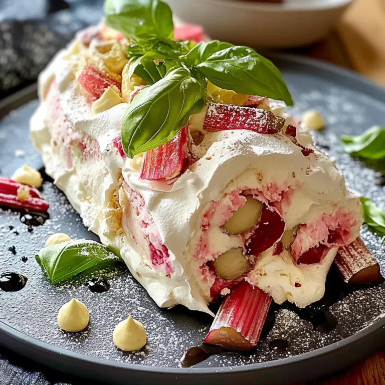 Pavlova roulée rhubarbe mascarpone