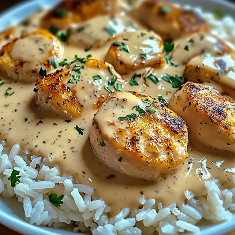 Poulet crémeux et riz en sauce