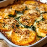 Gratin de Patates Douces, Épinards et Feta