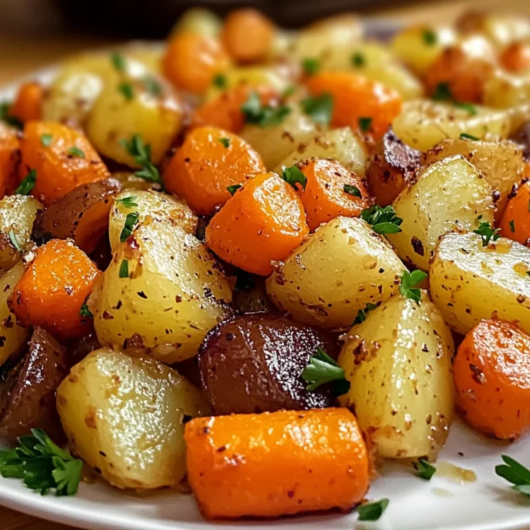 Oignons, Carottes et Pommes de Terre Rôtis au Four