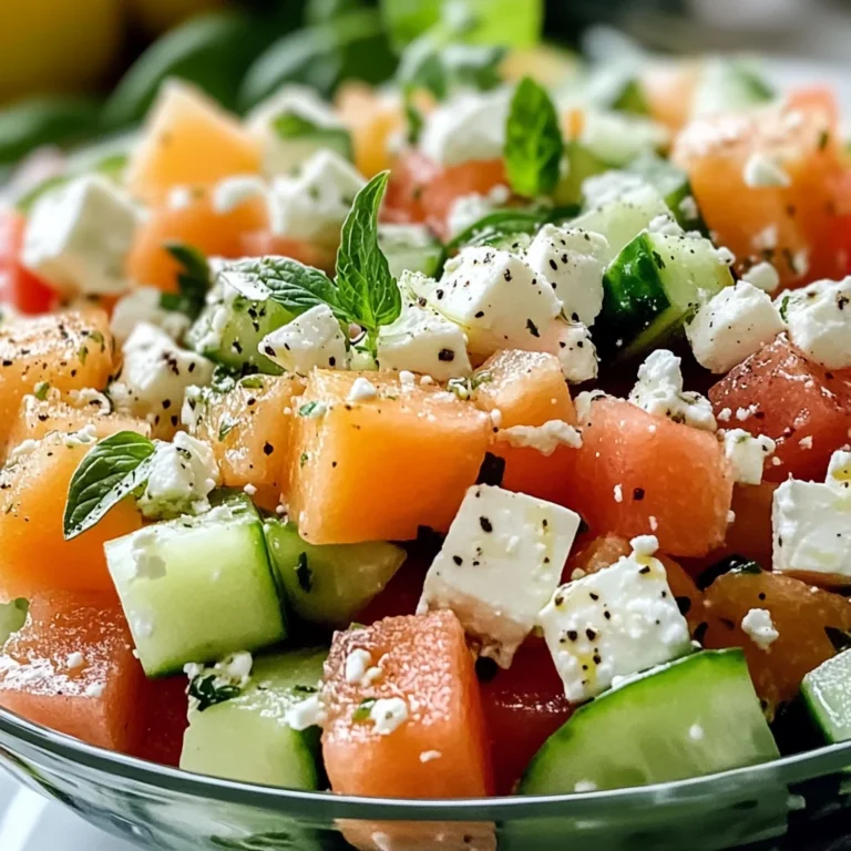 Salade de melon, concombre et feta