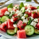 Salade de pastèque, concombre et feta