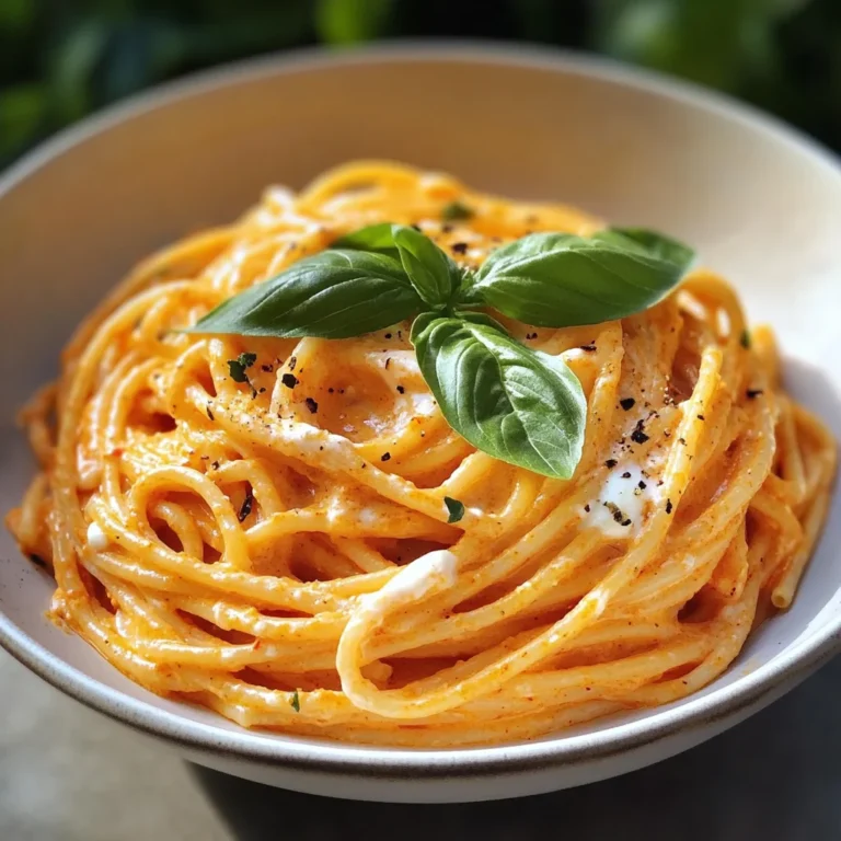 Spaghetti à la Crème de Poivron Rouge et Mozzarella